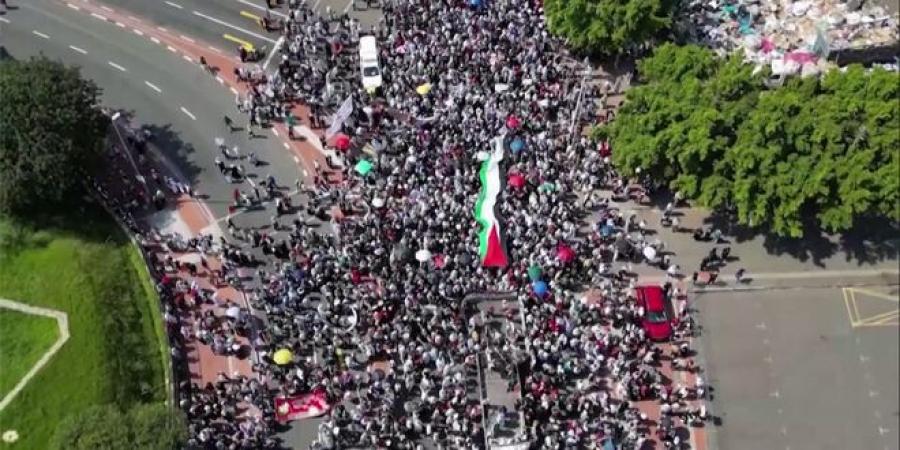 مظاهرة حاشدة في جنوب أفريقيا تنديداً باستمرار العدوان الإسرائيلي على قطاع غزة - جورنالك