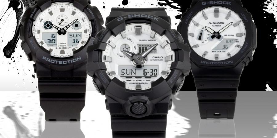 كاسيو تطلق مجموعة G-SHOCK الجديدة باللونين الأبيض والأسود مع مقاومة للصدمات والماء حتى عمق 200 متر - جورنالك