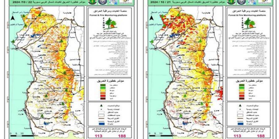منصة الغابات ومراقبة الحرائق تحذر من مستويات خطورة مرتفعة للحرائق ‏خلال اليومين القادمين - جورنالك