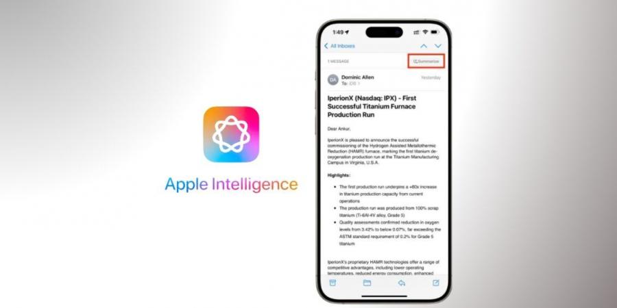 كيفية تلخيص رسائل البريد الإلكتروني بالذكاء الاصطناعي في تحديث iOS 18.1 - جورنالك للتكنولوجيا