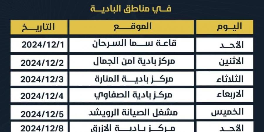 الأمن العام ينشر جدول الترخيص المتنقل في البادية، بدءاً من الأحد - جورنالك