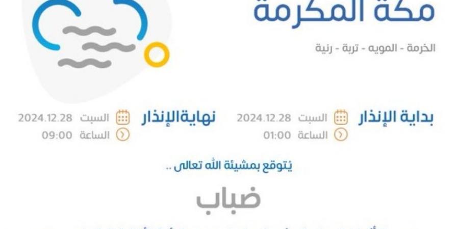 رياح وأتربة وضباب.. توقعات الطقس في مكة خلال الساعات المقبلة - جورنالك السعودي